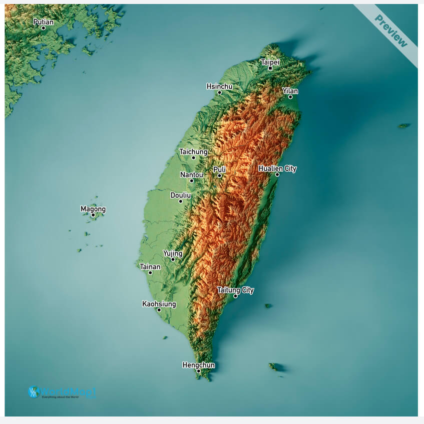 Taiwan Physical Map